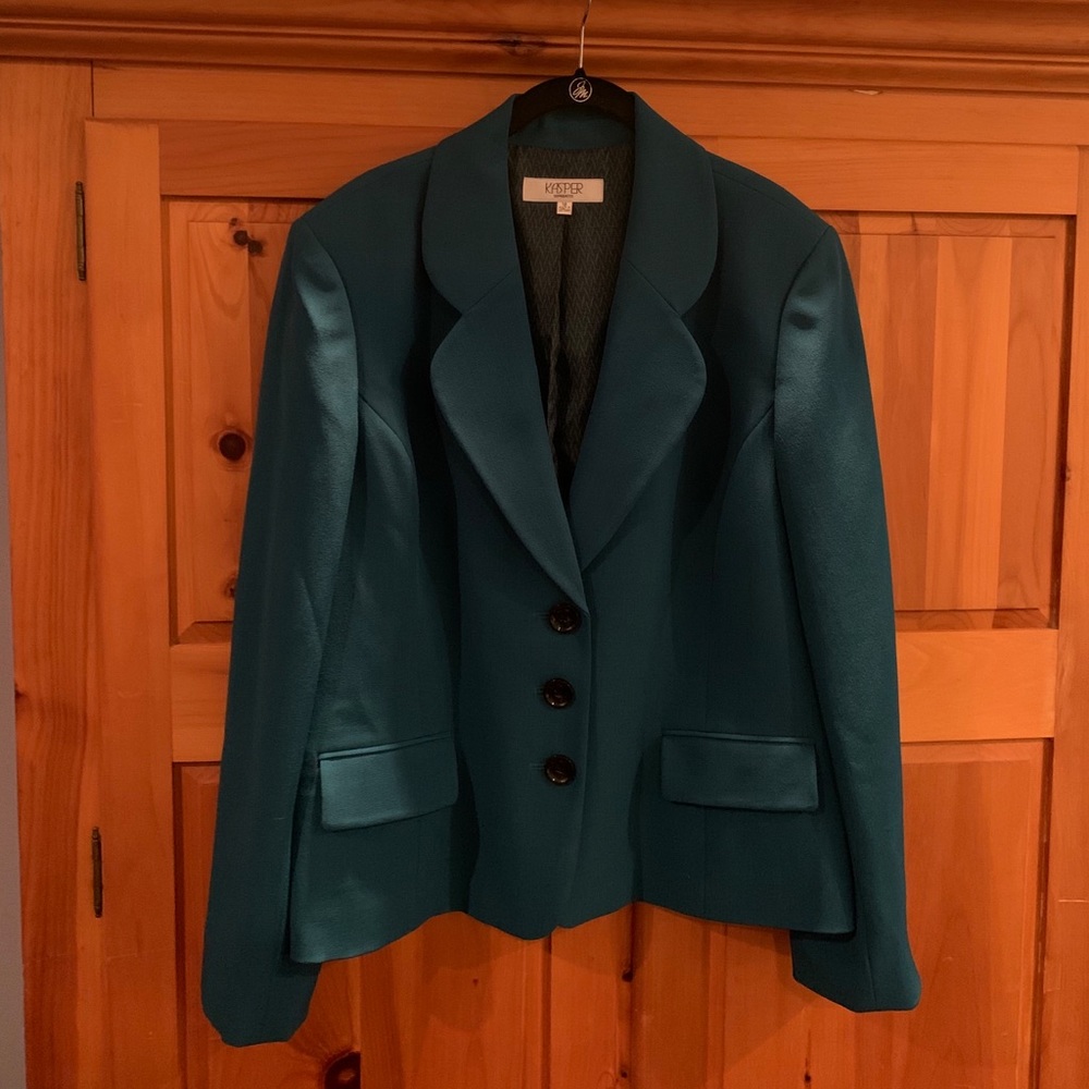 Kasper jacket separate, rich teal color.